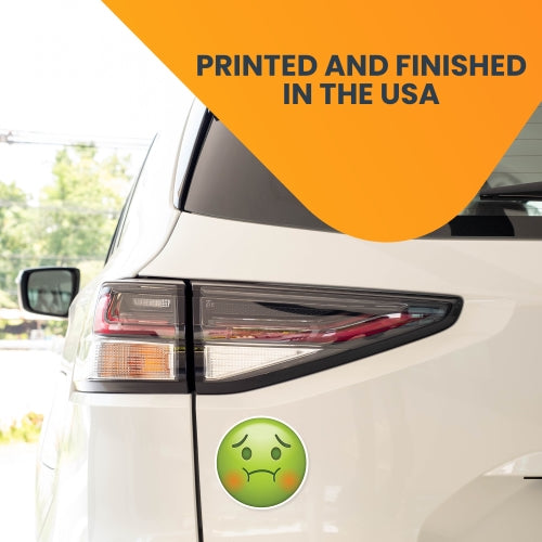 Magnet Me Up Sick Green Emoticon Magnet Decal, 5 Inch Round, Self-Expression Decorative Magnet for Car, Truck, SUV, Or Any Other Magnetic Surface
