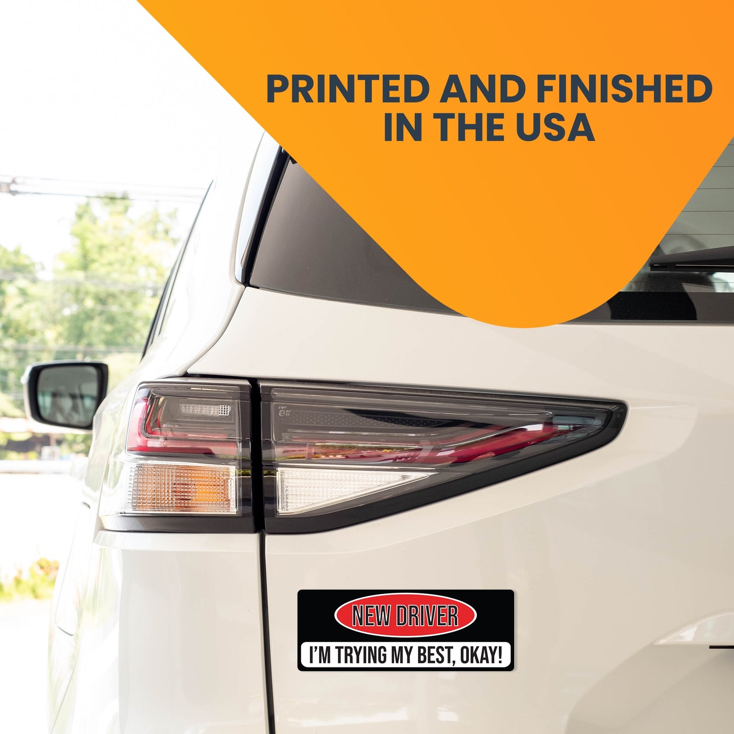 Magnet Me Up New Driver I'm Trying My Best, Okay! Magnet Decal, 3x8 inch, Heavy Duty Automotive Magnet for Car Truck SUV Or Any Other Magnetic Surface, Safety