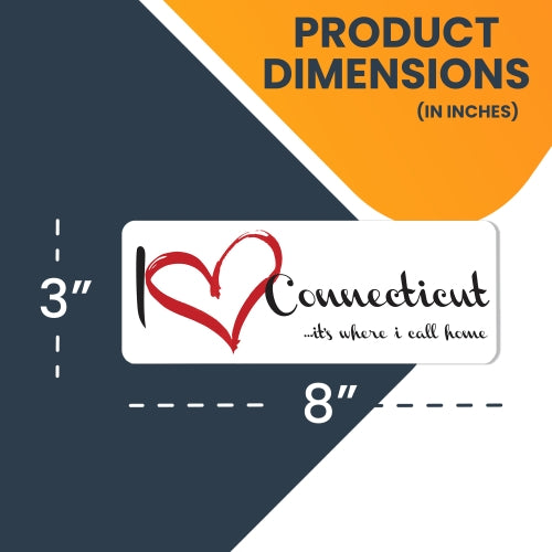 I Love (heart) Connecticut, It's Where I Call Home Car Magnet 3x8" US State Flag Refrigerator Locker SUV Heavy Duty Waterproof …