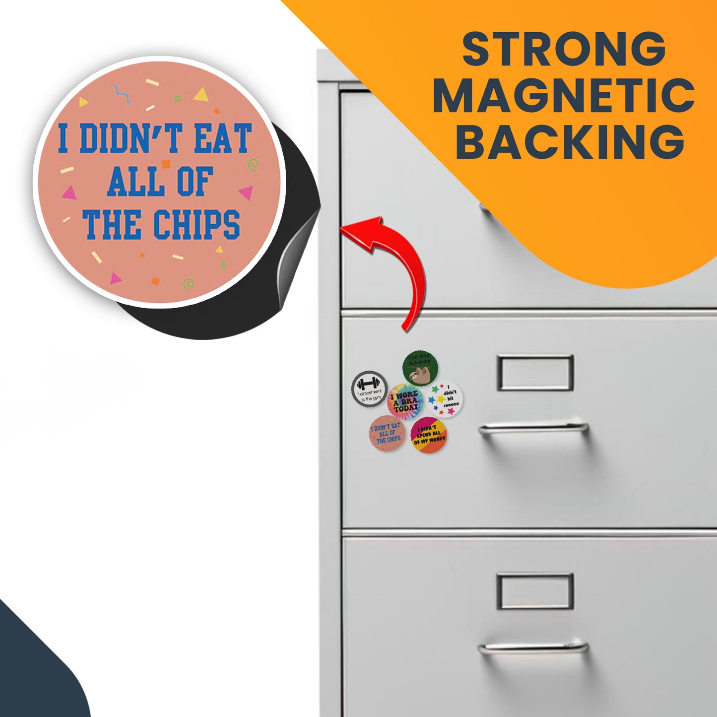 I Adulted Magnet 5 Pack. Includes 1-3.5"x4" Square Magnet and 5- 3" Mini Circles