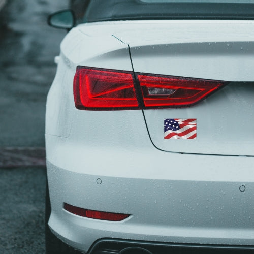 Waving American and Waving American Reverse Opposing American Flag 2PK Car Magnet Decal - 3 x 5 Heavy Duty for Car Truck SUV