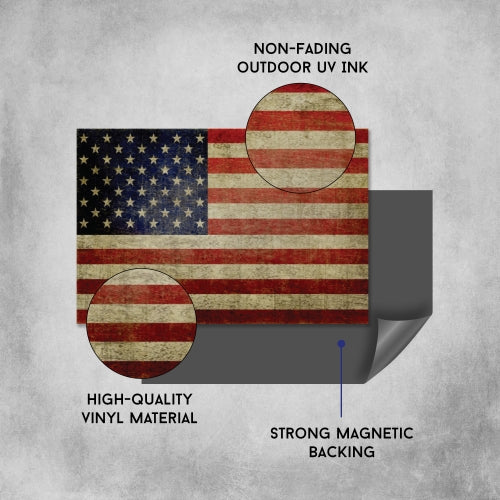 Magnet Me Up American Flag Car Magnet Decal Weathered Look 4x6 in Heavy Duty for Car Truck SUV Waterproof