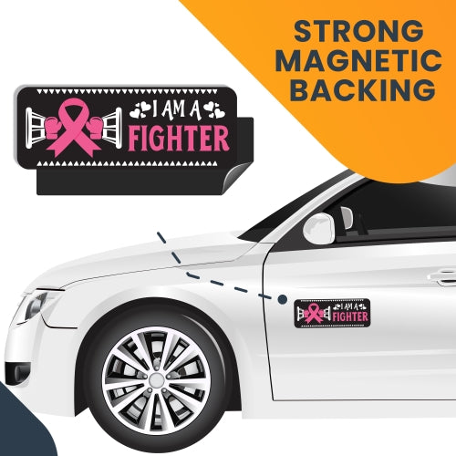 Magnet Me Up I Am A Fighter Breast Cancer Awareness Magnet Decal, 3x8 Inches, Heavy Duty Automotive Magnet for Car Truck SUV Or Any Other Magnetic Surface
