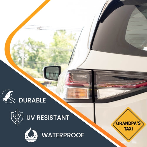 Grandpa's Taxi Car Magnet Decal - 5 x 5 Heavy Duty for Car Truck SUV Waterproof