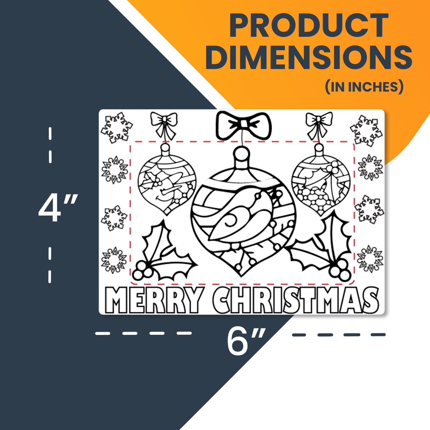 Color Your Own Christmas Ornaments Picture Frame Magnet, DIY, Decorate a Holiday Magnetic Picture Frame - 5 x 7" Frame with a 3.5 x 5.5" Cut-Out Center Magnet - with Bonus 4 pack of Crayons