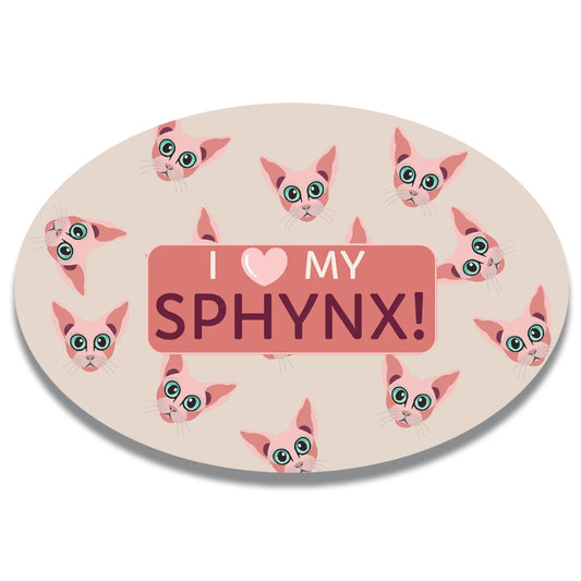 Magnet Me Up I Love My Sphynx Cute Cat Breed Car Magnet Decal, 4x6 Inches Oval, Collectible Souvenir Gifts, Bumper Magnet, Crafted in USA
