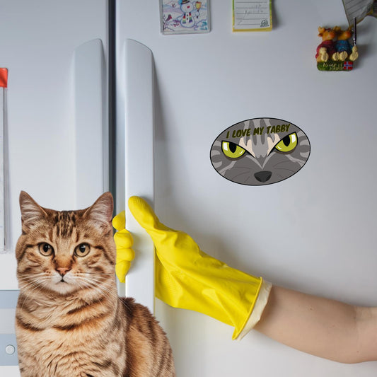 Magnet Me Up I Love My Tabby Cute Cat Breed Car Magnet Decal, 4x6 Inches Oval, Friendly and Affectionate, Bumper Magnet, Fridge Decor