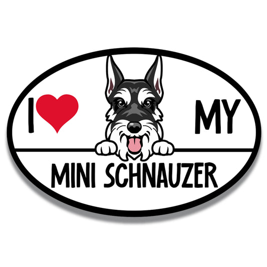 Magnet Me Up I Love My Mini Schnauzer Dog Breed Car Magnet and Decals, 4x6 Inches Oval, Cute Accessory for Mini Schnauzer Owners