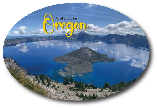 Magnet Me Up Oregon Crater Lake Cascade Mountain State Oval Magnet Decal, 4x6 inch, Automotive Magnet for Car, Great Souvenir Gift for Nature Lover Enthusiasts and Outdoor Adventurers, Crafted in USA