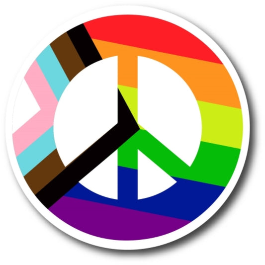 Magnet Me Up New LGBTQ Peace Sign Magnet Decal, 5 Inch Round, Heavy Duty Automotive Magnet for Car Truck SUV
