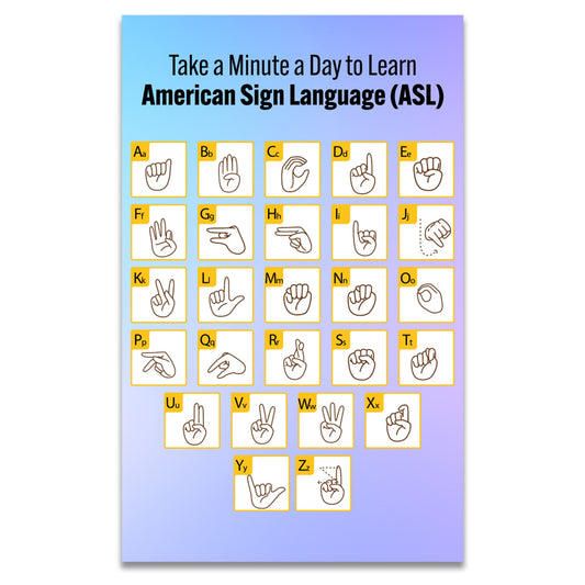 Magnet Me Up American Sign Language ASL Fridge Magnet, 8x5 Inches, Lavender, Educational and Decorative Sign Language Alphabet Magnet