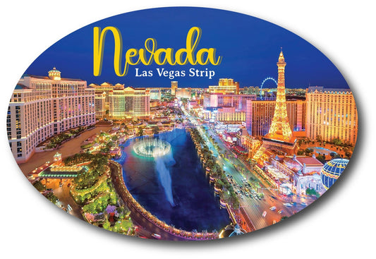 Magnet Me Up Nevada Las Vegas Strip State Scenic Oval Magnet Decal, 4x6 inch, Automotive Magnet for Car, Great Gift or Souvenir for Casino Enthusiasts, Crafted in USA