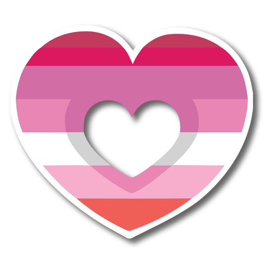 Magnet Me Up LGBTQA LGBTQ Lesbian Pride Flag Heart Magnet Decal, 4.5x5 Inch, Support Gay Pride and Equality, Love Conquers All, Automotive Magnet for Car, Truck, Or Any Magnetic Surface, Made in USA