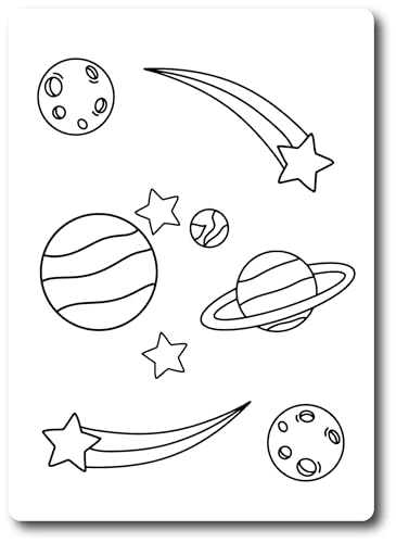 Magnet Me Up Color Your Own Cute Stars, Planet and Space DIY Coloring Magnet Decal, 5x7 Inch, Perfect Creative Artistic Gift Idea, Refrigerator Decoration, Kids Expression Craft and Activity
