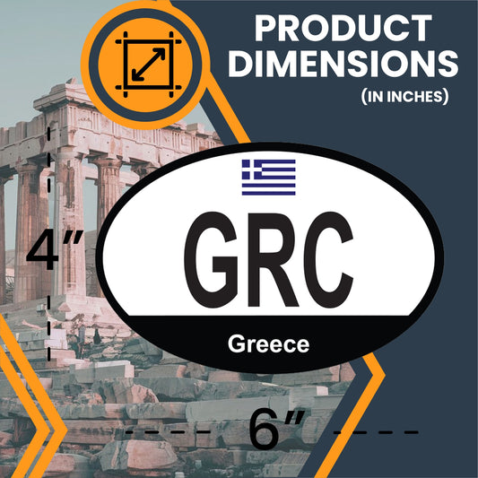 Magnet Me Up GRC Greece Country Code Car Magnet Decal, 4x6 Inches Oval, Euro Souvenir Magnet, Ancient History and Ruins, Greek Flag