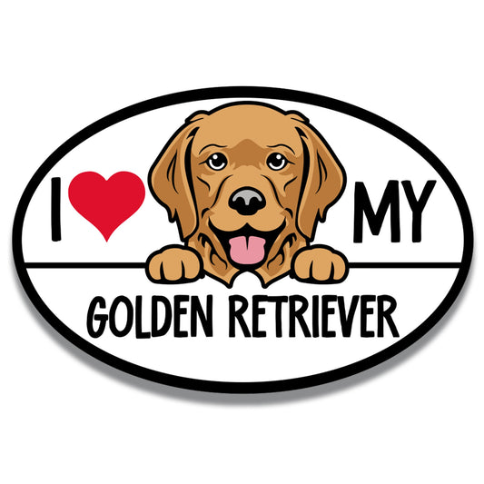 Magnet Me Up I Love My Golden Retriever Magnetic Car Decal, 4x6 Inches Oval, Dog Lover Gift for Dog Breed Enthusiasts, Family Dog, for Car, Fridge, and Any Magnetic Surface, Crafted in USA
