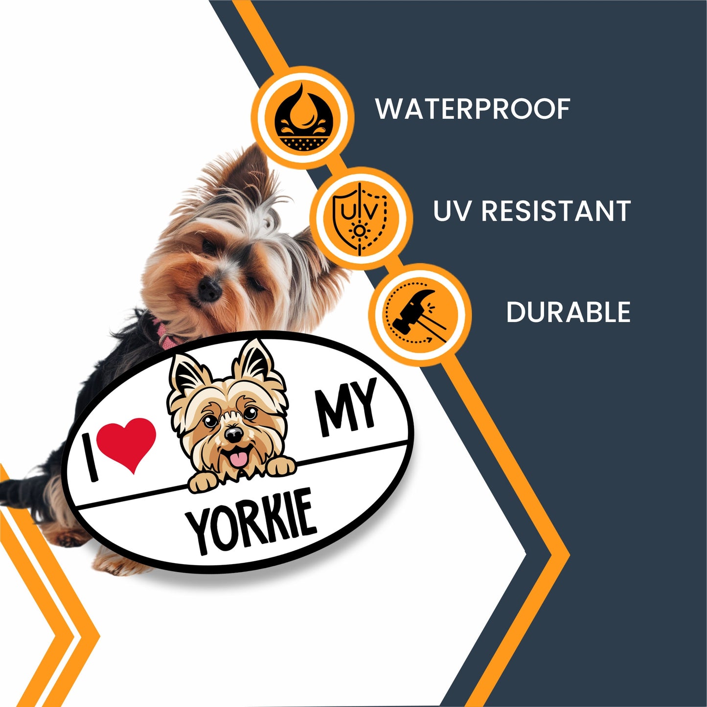 Magnet Me Up I Love My Yorkie Dog Breed Car Magnet Decal, 4x6 Inches Oval, Adorable Decoration for Vehicle, Fridge, and More! Bumper Magnet