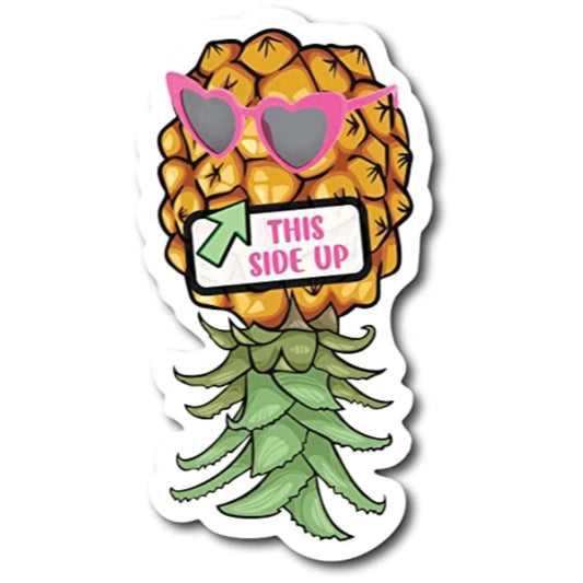 Magnet Me Up This Side Up Upside Down Pineapple with Sunglasses Magnet Decal, 4x8 Inch, Heavy Duty Automotive Magnet for Car, Truck, SUV, Cruise Ship Door or Any Other Magnetic Surface