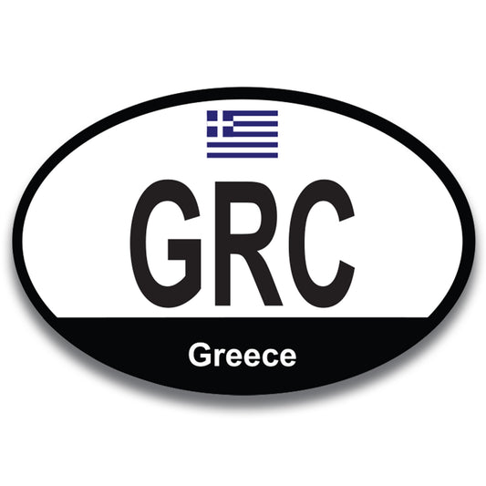 Magnet Me Up GRC Greece Country Code Car Magnet Decal, 4x6 Inches Oval, Euro Souvenir Magnet, Ancient History and Ruins, Greek Flag