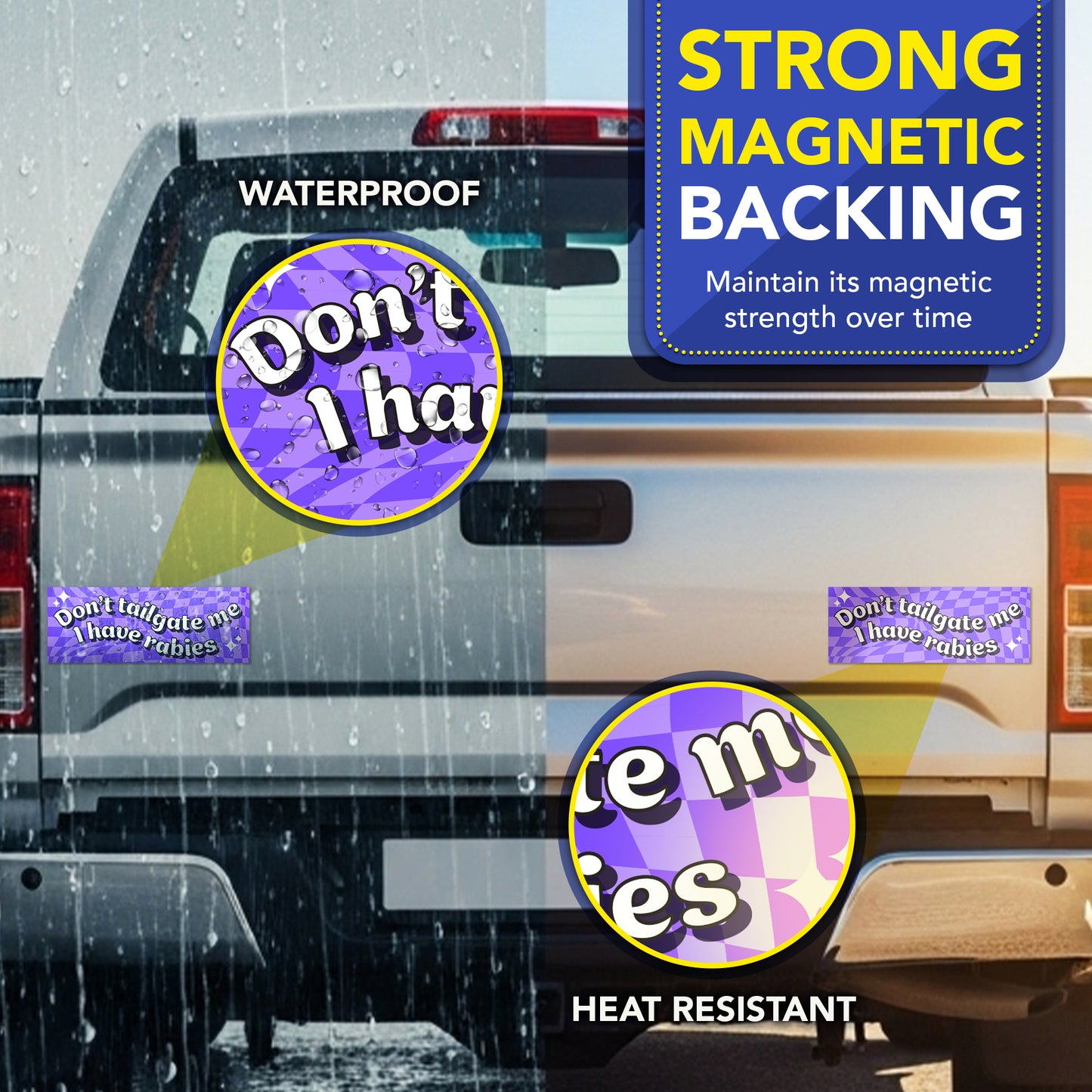 Magnet Me Up Don’t Tailgate Me I Have Rabies Car Magnet, 3x8 Inch, 2 Pack