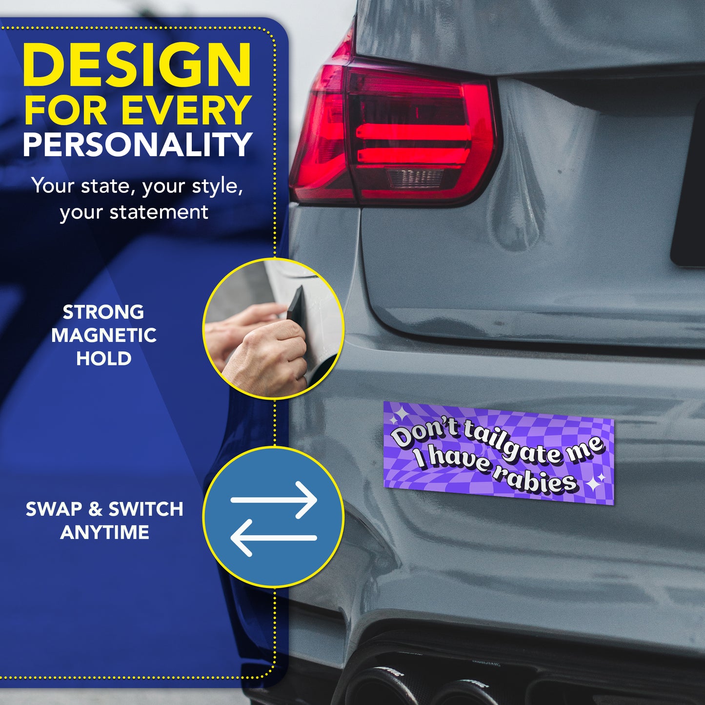 Magnet Me Up Don’t Tailgate Me I Have Rabies Car Magnet, 3x8 Inch, 2 Pack