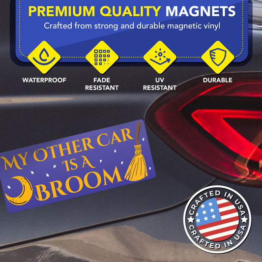 Magnet Me Up My Other Car is A Broom Car Magnet, 3x8 Inch, 2 Pack