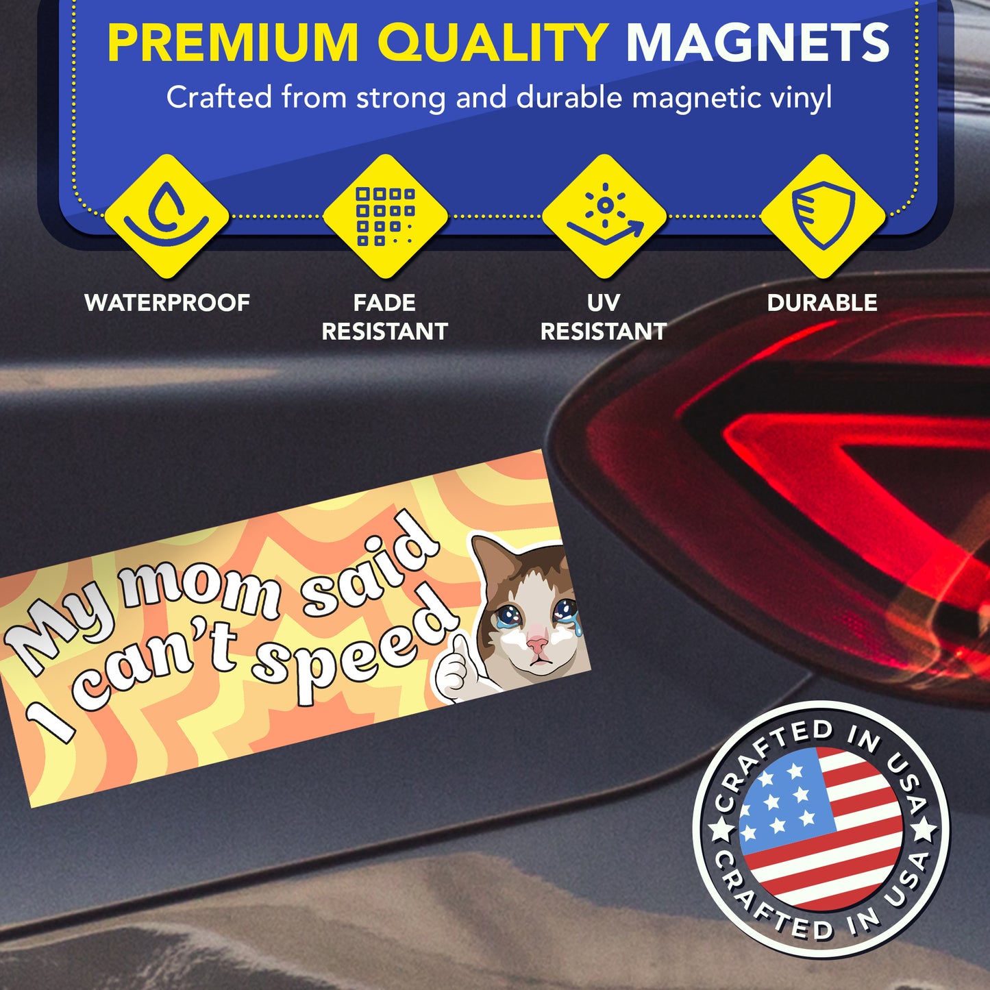 Magnet Me Up My Mom Said I Can't Speed Funny Magnet, 3x8 Inch, 2 Pack