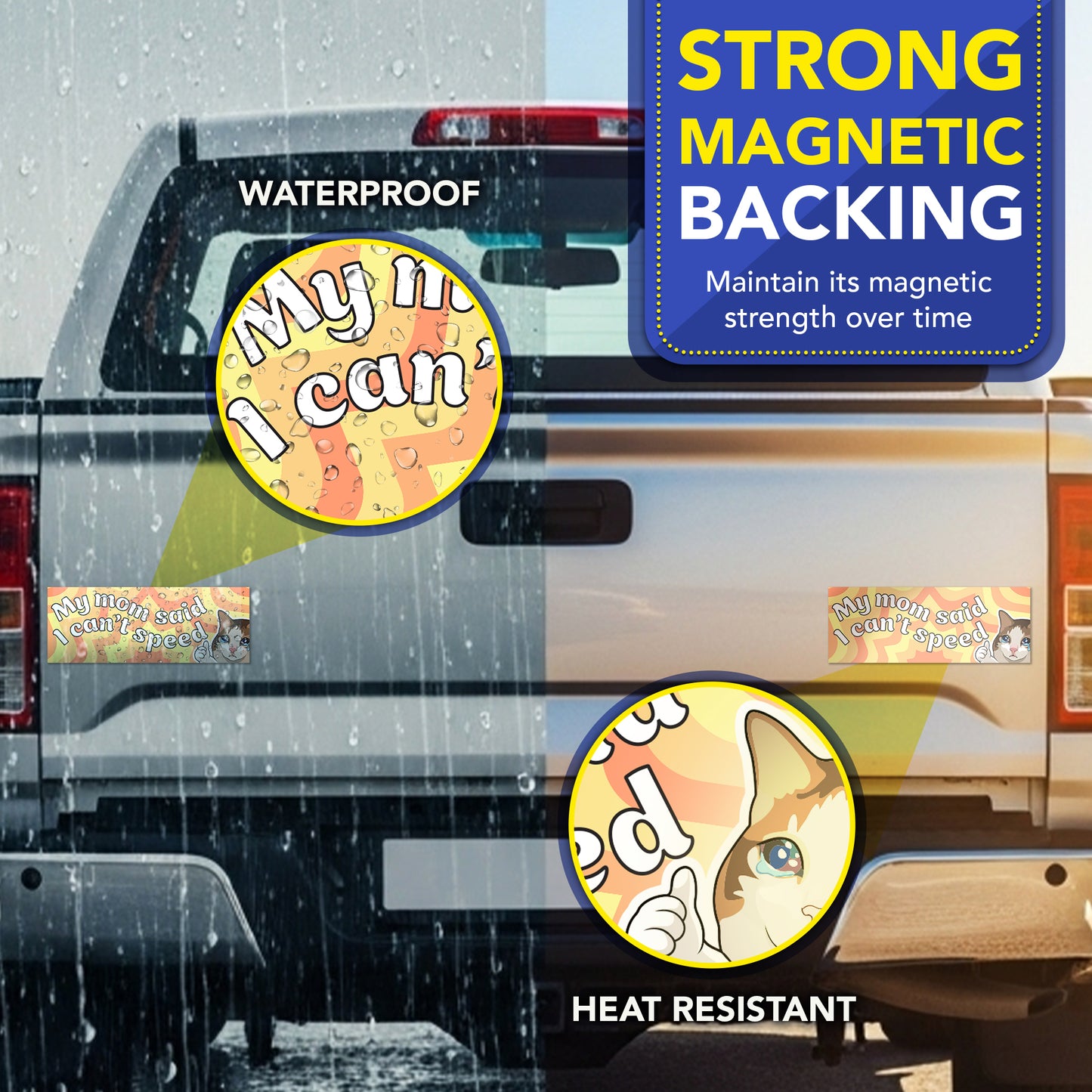 Magnet Me Up My Mom Said I Can't Speed Funny Magnet, 3x8 Inch, 2 Pack