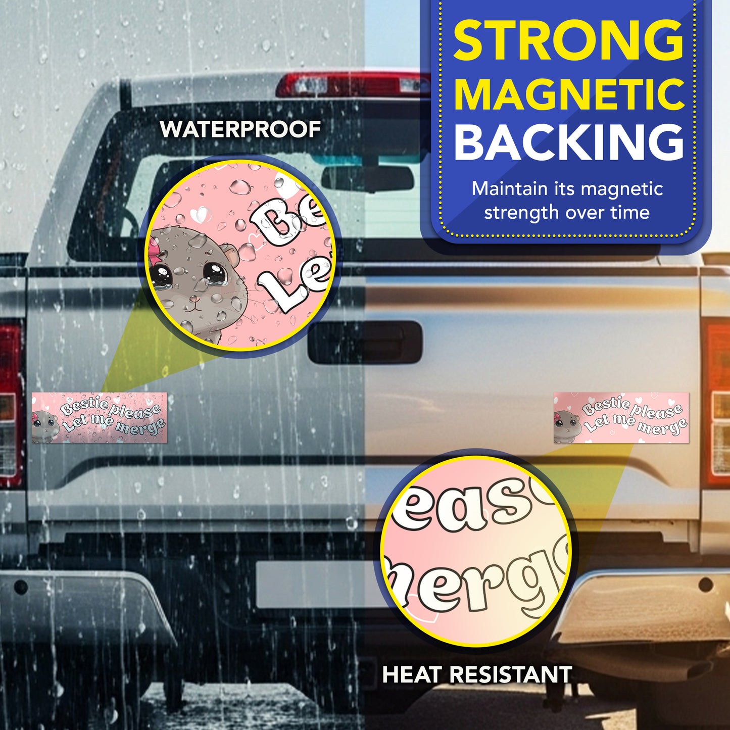 Magnet Me Up Bestie Please Let Me Merge Cute Car Magnet, 3x8 Inch, 2 Pack