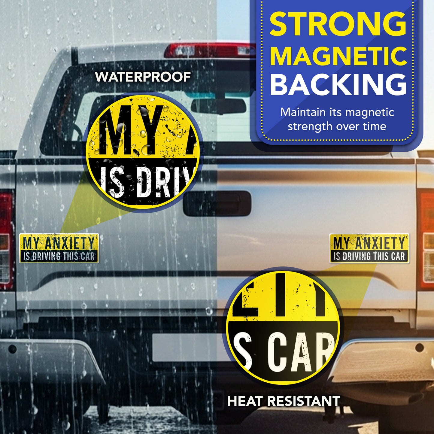 Magnet Me Up My Anxiety is Driving This Car Funny Magnet, 3x8, 2 Pack