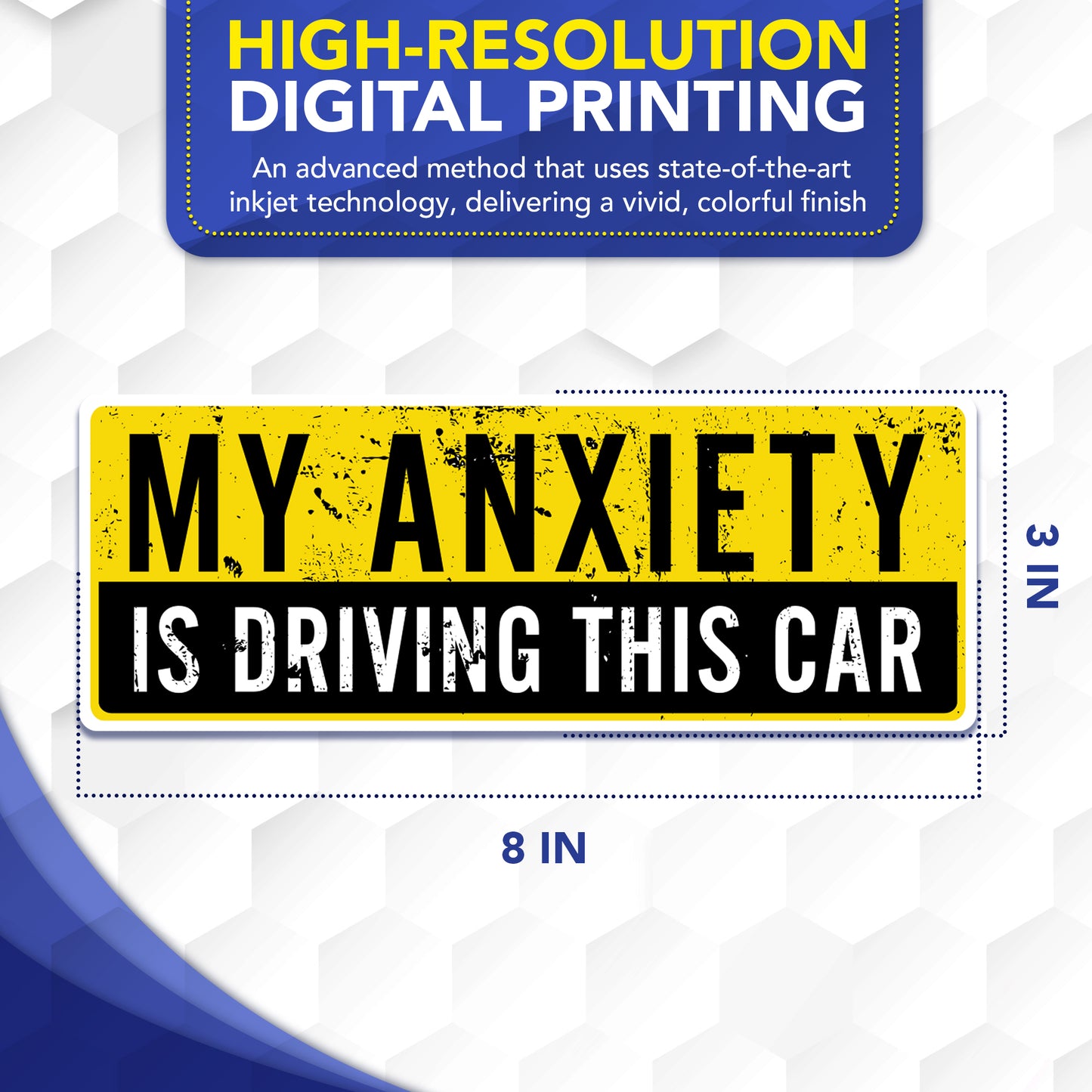 Magnet Me Up My Anxiety is Driving This Car Funny Magnet, 3x8, 2 Pack