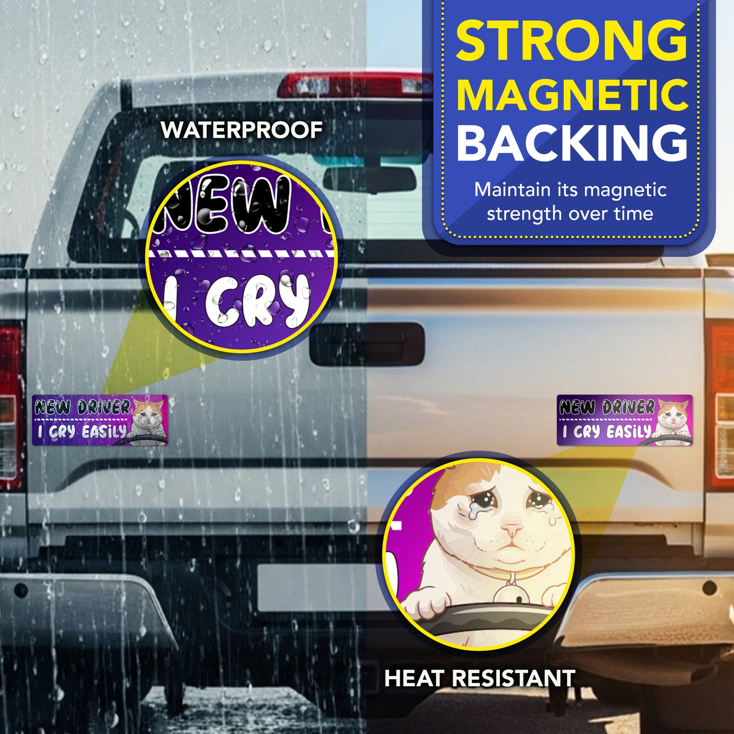 Magnet Me Up New Driver I Cry Easily Magnetic Decal, 3x8 Inch, 2 Pack
