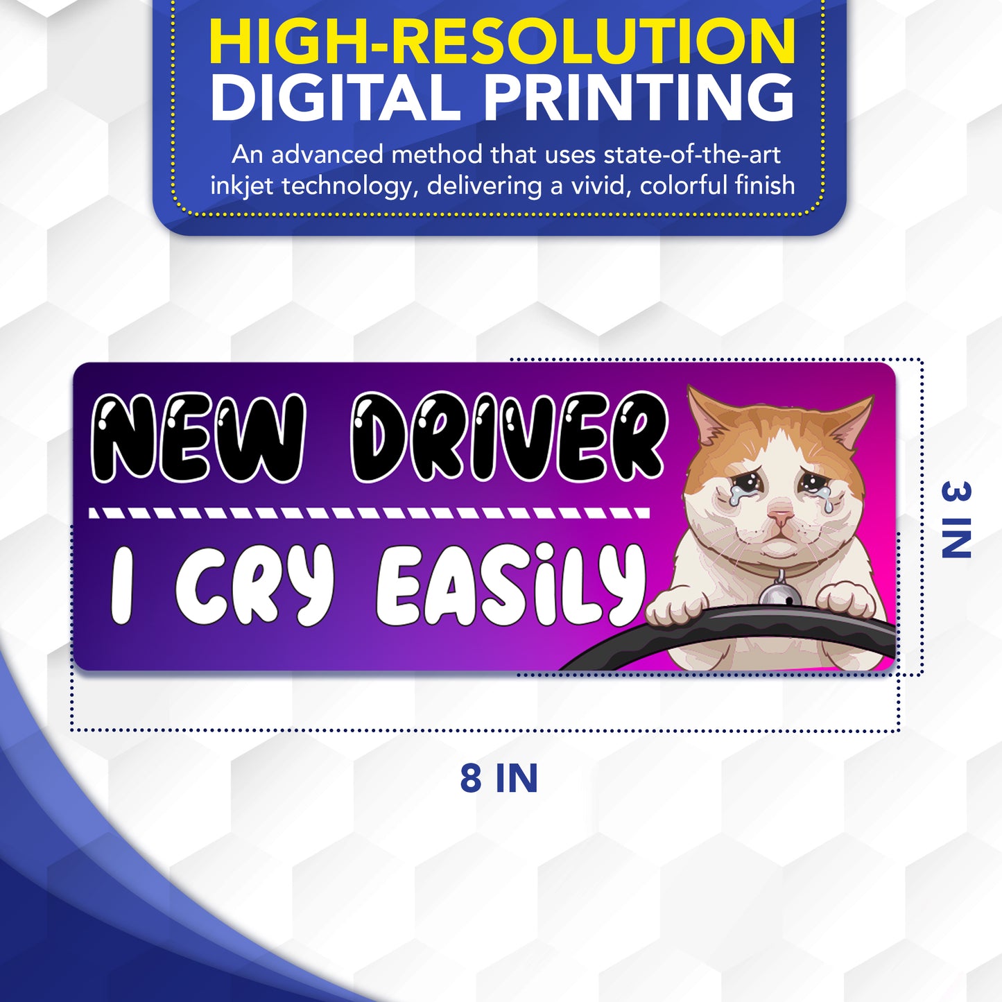 Magnet Me Up New Driver I Cry Easily Magnetic Decal, 3x8 Inch, 2 Pack