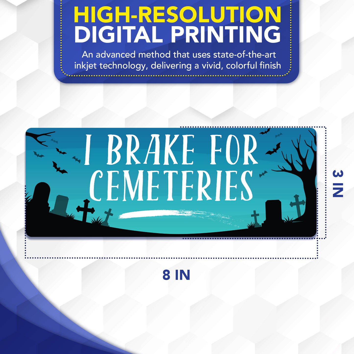 Magnet Me Up I Brake for Cemeteries, 3x8 Inch, 2 Pack