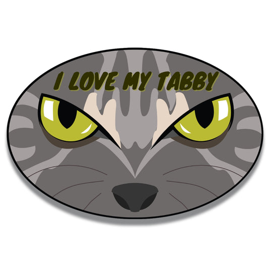Magnet Me Up I Love My Tabby Cute Cat Breed Car Magnet Decal, 4x6 Inches Oval, Friendly and Affectionate, Bumper Magnet, Fridge Decor