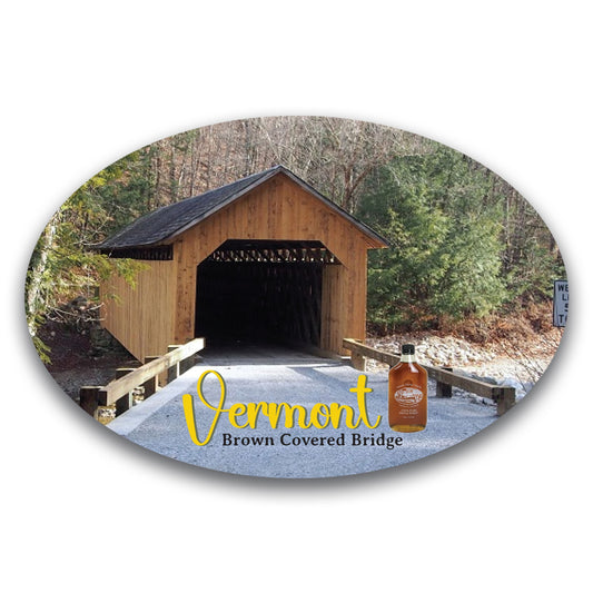 Magnet Me Up Vermont Brown Covered Bridge State Oval Magnet Decal, 4x6 inches, Nostalgic Natural Wonder for Your Home, Souvenir Gift, for Fridge, Lockers, Trucks, Rustic Charm, Crafted in USA