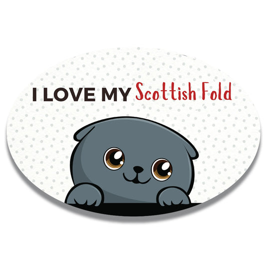 Magnet Me Up I Love My Scottish Fold Cute Cat Breed Car Magnet Decal, 4x6 Inches Oval, Sociable, Collectible Souvenir, Bumper Magnet, Crafted in USA