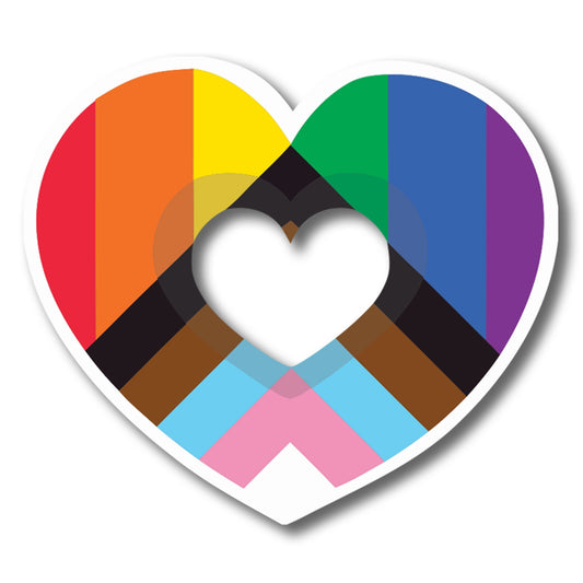 Magnet Me Up LGBTQA LGBTQ Progress Pride Heart Rainbow Flag Magnet Decal, 4.5x5 Inch, Support Gay Pride and Equality, Love Conquers All, Automotive Magnet for Car, Truck, Made in USA