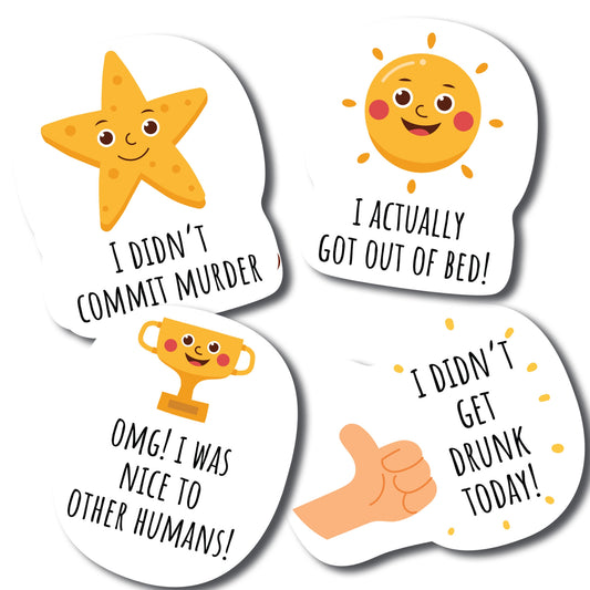 Magnet Me Up I Adulted Sarcastic Accomplishment Magnet Decal 4 Pack, 3 Inch, Funny Joke Gag Gift Set, Inspirational Achievements of Adult Humor, Perfect for Refrigerator, Dishwasher, Made in USA