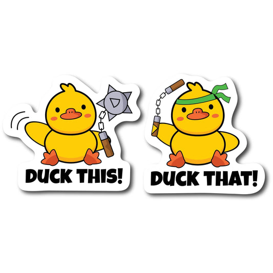 Magnet Me Up Duck This and Duck That Crazy Cute Duck Magnet Decal, 2 Pack, 5 Inch, Heavy Duty Auto Mag for Car, Truck, Refrigerator, Or Any Other Magnetic Surface, Funny Gag Joke Gift, Crafted in USA