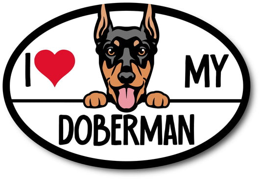 Magnet Me Up I Love My Doberman Dog Breed Car Magnet Decal, 4x6 Inches Oval, Share Your Affection and Style with Every Ride, Bumper Magnet