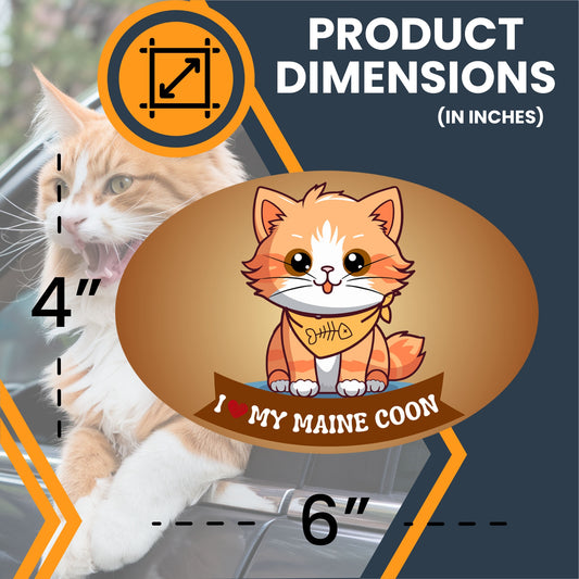 Magnet Me Up I Love My Maine Coon Cute Cat Breed Car Magnet Decal, 4x6 Inches Oval, Charming and Eye Catching Gentle Giant, Collectible