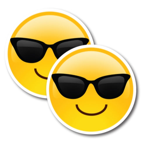 Magnet Me Up Sunglasses Cool Emoticon Magnet Decal, 5 Inch Round, 2 Pack, Cute Self-Expression Decorative Magnet for Car