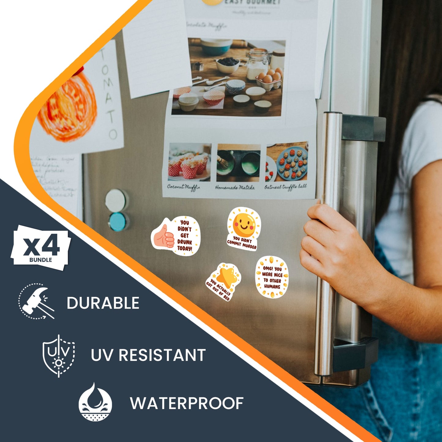 Magnet Me Up You Adulted Sarcastic Accomplishment Magnet Decal 4 Pack, 3 Inch, Funny Joke Gag Gift Set, Inspirational Achievements of Adult Humor, Perfect for Refrigerator, Dishwasher, Made in USA