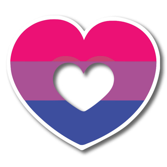 Magnet Me Up LGBTQA LGBTQ Bisexual Pride Flag Heart Magnet Decal, 4.5x5 Inch, Support Gay Pride and Equality, Love Conquers All, Automotive Magnet for Car, Truck, Or Any Magnetic Surface, Made in USA