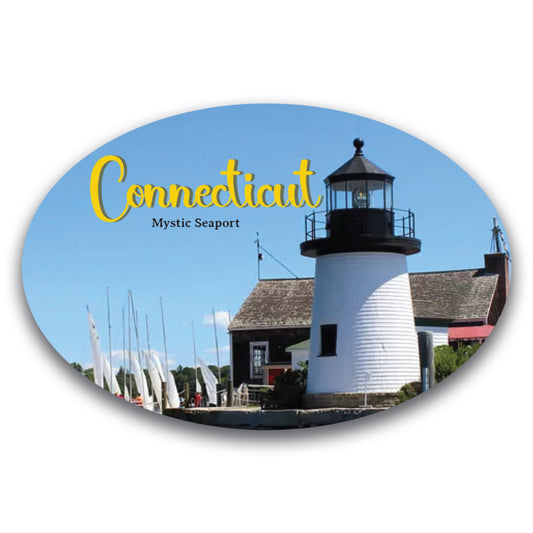 Magnet Me Up Connecticut Mystic Seaport Scenic Oval Magnet Decal, 4x6 Inch, Heavy Duty Automotive Magnet for Car, Truck or SUV