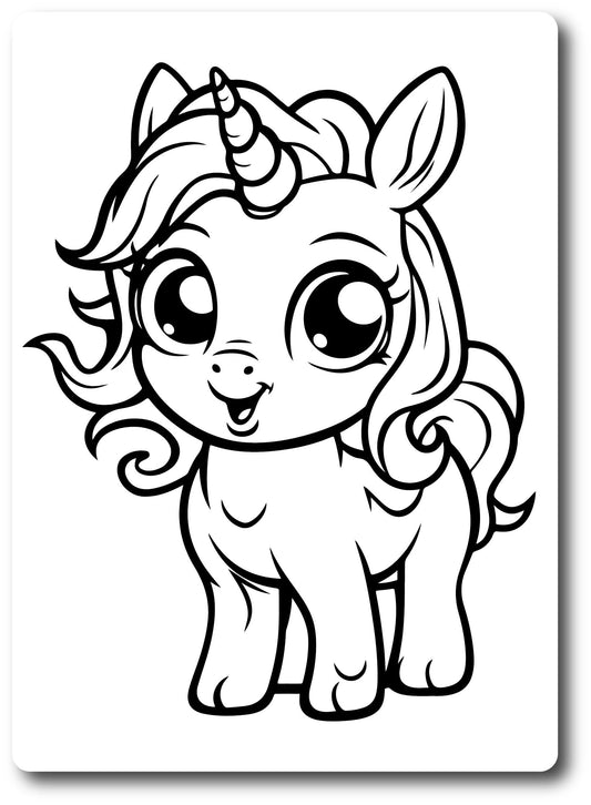 Magnet Me Up Color Your Own Cute Unicorn Pony DIY Coloring Magnet Decal, 5x7 Inch, Perfect Creative Artistic Gift Idea, Refrigerator Decoration, Kids Expression Craft and Activity, Crafted in USA