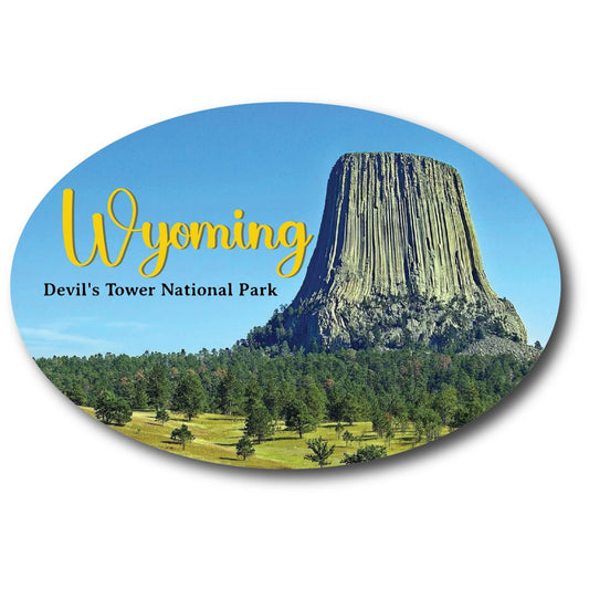 Magnet Me Up Wyoming Devils Tower National Park State Oval Car Magnet, 4x6 Inches, Nature Lover, Travel Souvenir and Collectibles, Cute Car Decals, USA Gift Collection, Crafted in USA