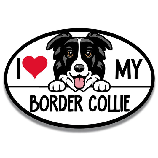 Magnet Me Up I Love My Border Collie Dog Breed Car Magnet Decal, 4x6 inches, Cute Peeking Dog Car Accessories, Alert and Intelligent, Magnetic Vinyl for Car, Truck, Express Affection, Made in USA