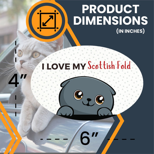 Magnet Me Up I Love My Scottish Fold Cute Cat Breed Car Magnet Decal, 4x6 Inches Oval, Sociable, Collectible Souvenir, Bumper Magnet, Crafted in USA